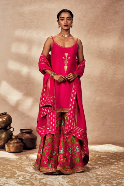 Pink Tropical Rhapsody Sharara Set