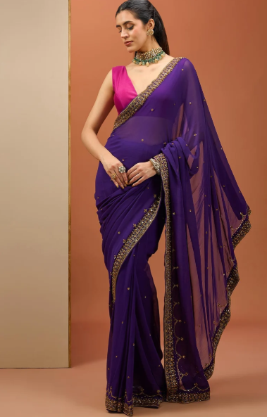 Esha Koul Deep Purple Sari Set