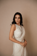 Load image into Gallery viewer, White With Silver Work Saree Set - The Grand Trunk