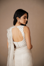 Load image into Gallery viewer, White With Silver Work Saree Set - The Grand Trunk