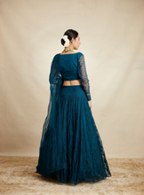 Load image into Gallery viewer, Teal Blue Threadwork Zigzag Lehenga Set - The Grand Trunk