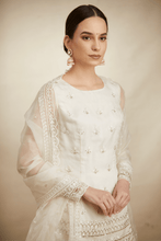 Load image into Gallery viewer, White Organza Threadwork Kurti And Sharara - The Grand Trunk