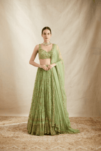 Load image into Gallery viewer, Mint Green Jaal Work Lehenga Set - The Grand Trunk