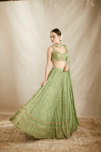 Load image into Gallery viewer, Mint Green Jaal Work Lehenga Set - The Grand Trunk
