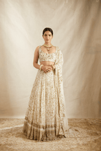 Load image into Gallery viewer, White With Gold Jaal Work Lehenga Set - The Grand Trunk