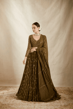Load image into Gallery viewer, Olive Green Zigzag Work Lehenga Set - The Grand Trunk