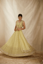 Load image into Gallery viewer, Lemon Yellow Heavy Booti Work Shimmer Lehenga Set - The Grand Trunk