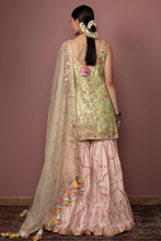 Load image into Gallery viewer, GREEN KURTA WITH PEACH GHARARA - The Grand Trunk