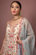 Load image into Gallery viewer, IVORY KURTA,GREEN GHARARA SET - The Grand Trunk