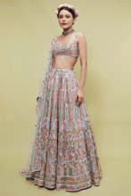 Load image into Gallery viewer, BLUE NET LEHENGA SET - The Grand Trunk