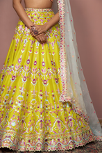 Load image into Gallery viewer, GREENISH MUSTARD LEHENGA SET - The Grand Trunk