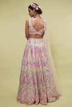 Load image into Gallery viewer, PEACH NET LEHENGA WITH RESHAM - The Grand Trunk