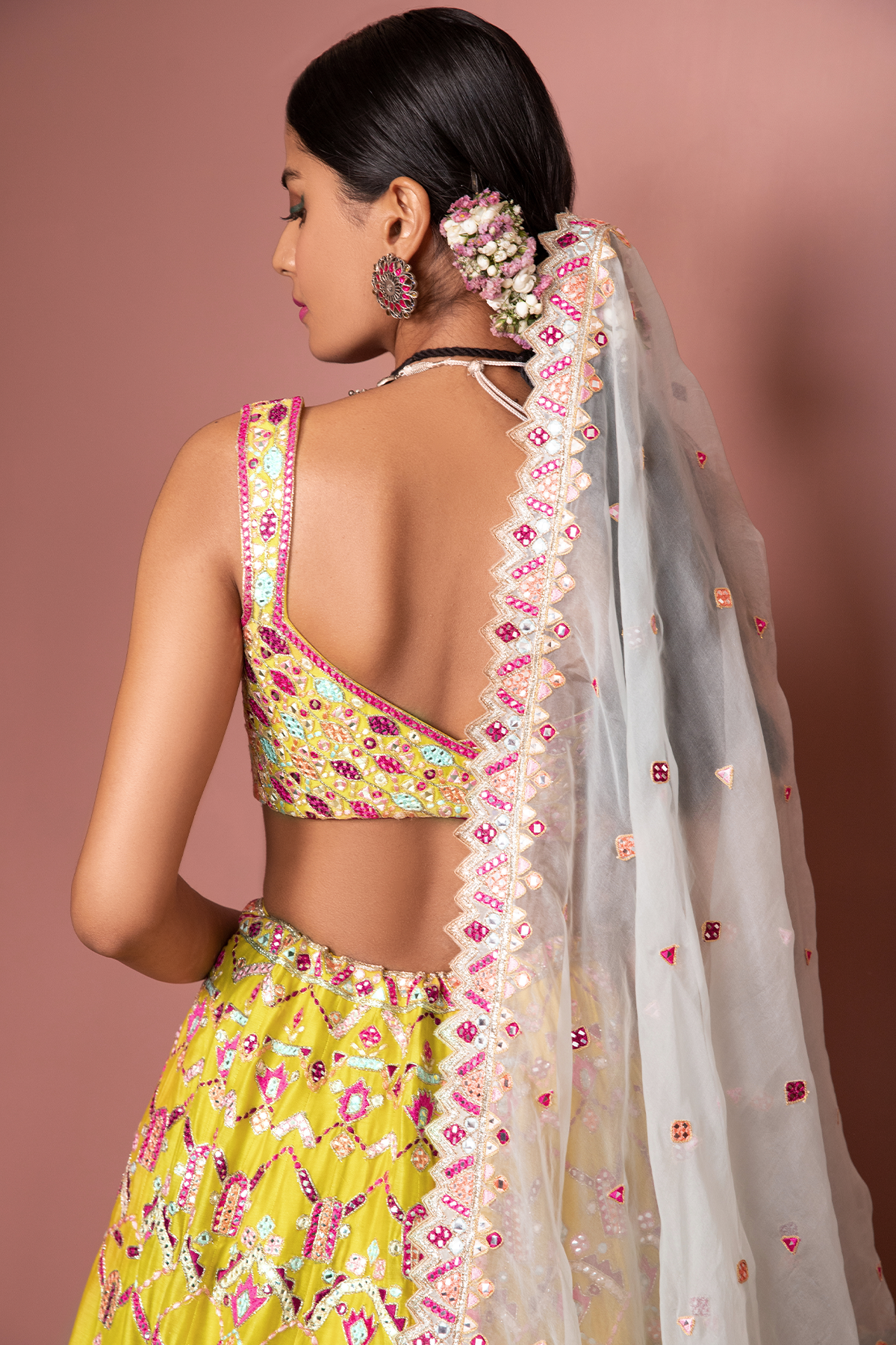 GREENISH MUSTARD LEHENGA SET - The Grand Trunk