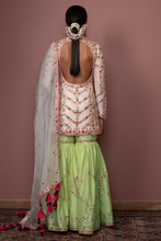 Load image into Gallery viewer, IVORY FULL SLEEVE KURTA WITH GREEN GHARARA - The Grand Trunk
