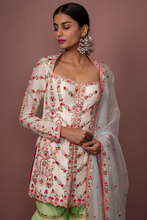 Load image into Gallery viewer, IVORY FULL SLEEVE KURTA WITH GREEN GHARARA - The Grand Trunk