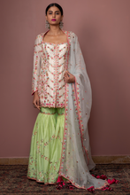 Load image into Gallery viewer, IVORY FULL SLEEVE KURTA WITH GREEN GHARARA - The Grand Trunk