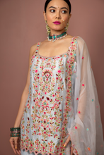Load image into Gallery viewer, BLUE STRAPPY  KURTA WITH GHARARA - The Grand Trunk