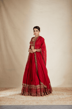Load image into Gallery viewer, Red Chanderi Border Work Lehenga Set - The Grand Trunk