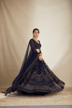 Load image into Gallery viewer, Navy Blue Heavy Double Border Lehenga Set - The Grand Trunk