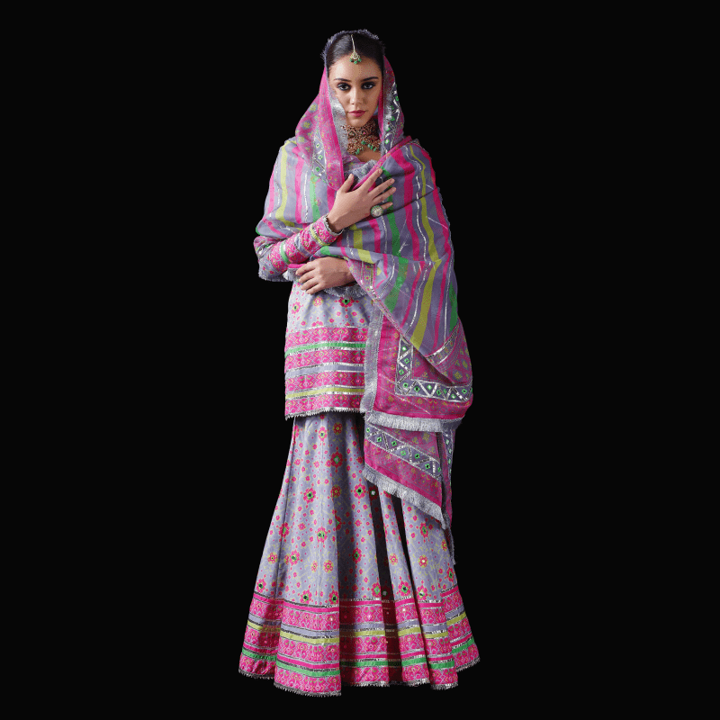 Mayyur Girotra -hot pink kurta gharara set - The Grand Trunk