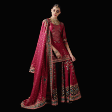 Load image into Gallery viewer, Mayyur Girotra - maroon kurta gharara set - The Grand Trunk