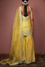 Load image into Gallery viewer, MUSTARD STRAPPY KURTA WITH GHARARA - The Grand Trunk