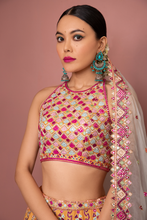 Load image into Gallery viewer, TANGERINE LEHENGA SET WITH HALTER BLOUSE - The Grand Trunk