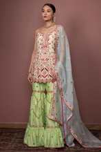Load image into Gallery viewer, IVORY KURTA,GREEN GHARARA SET - The Grand Trunk