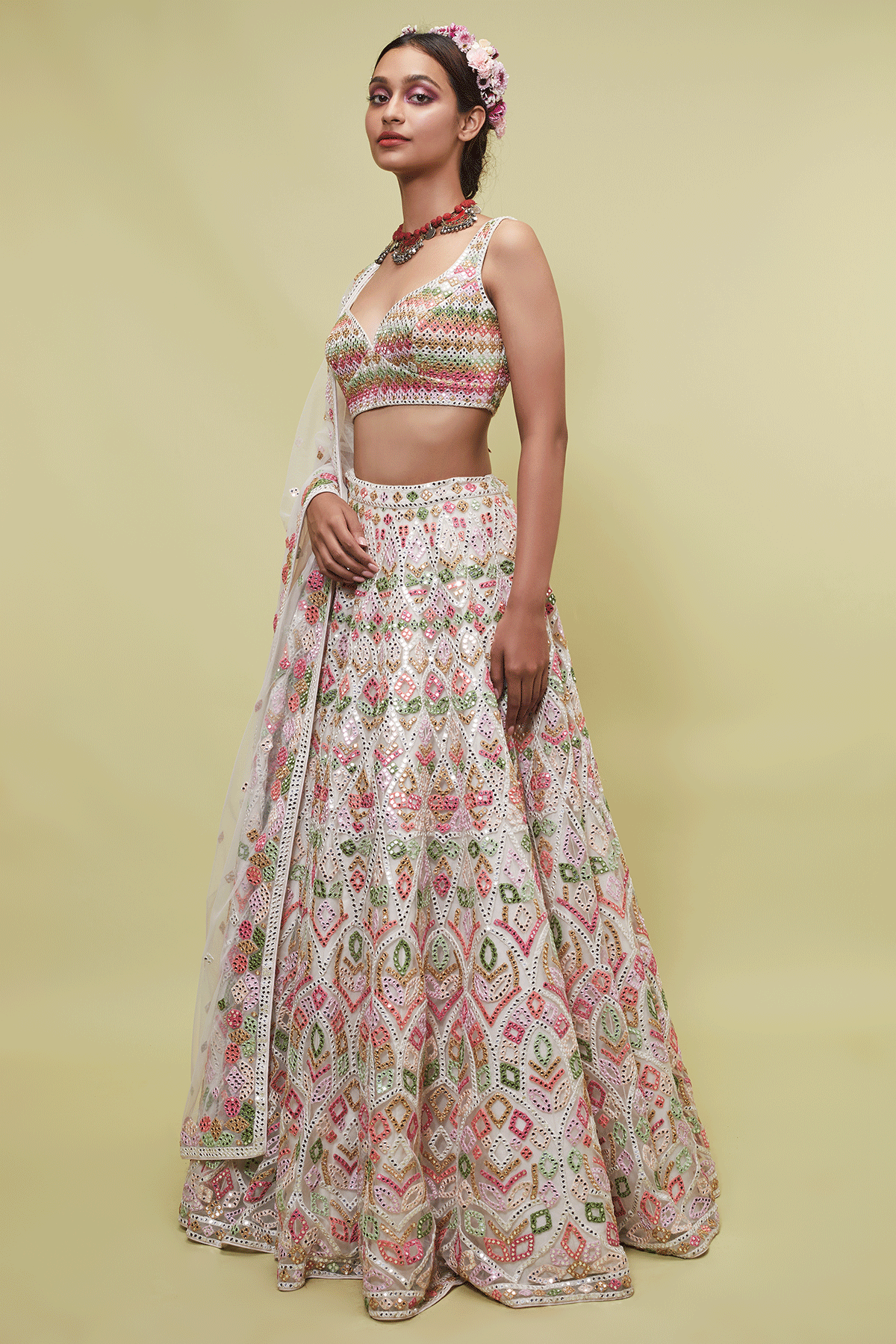 IVORY NET LEHENGA SET - The Grand Trunk