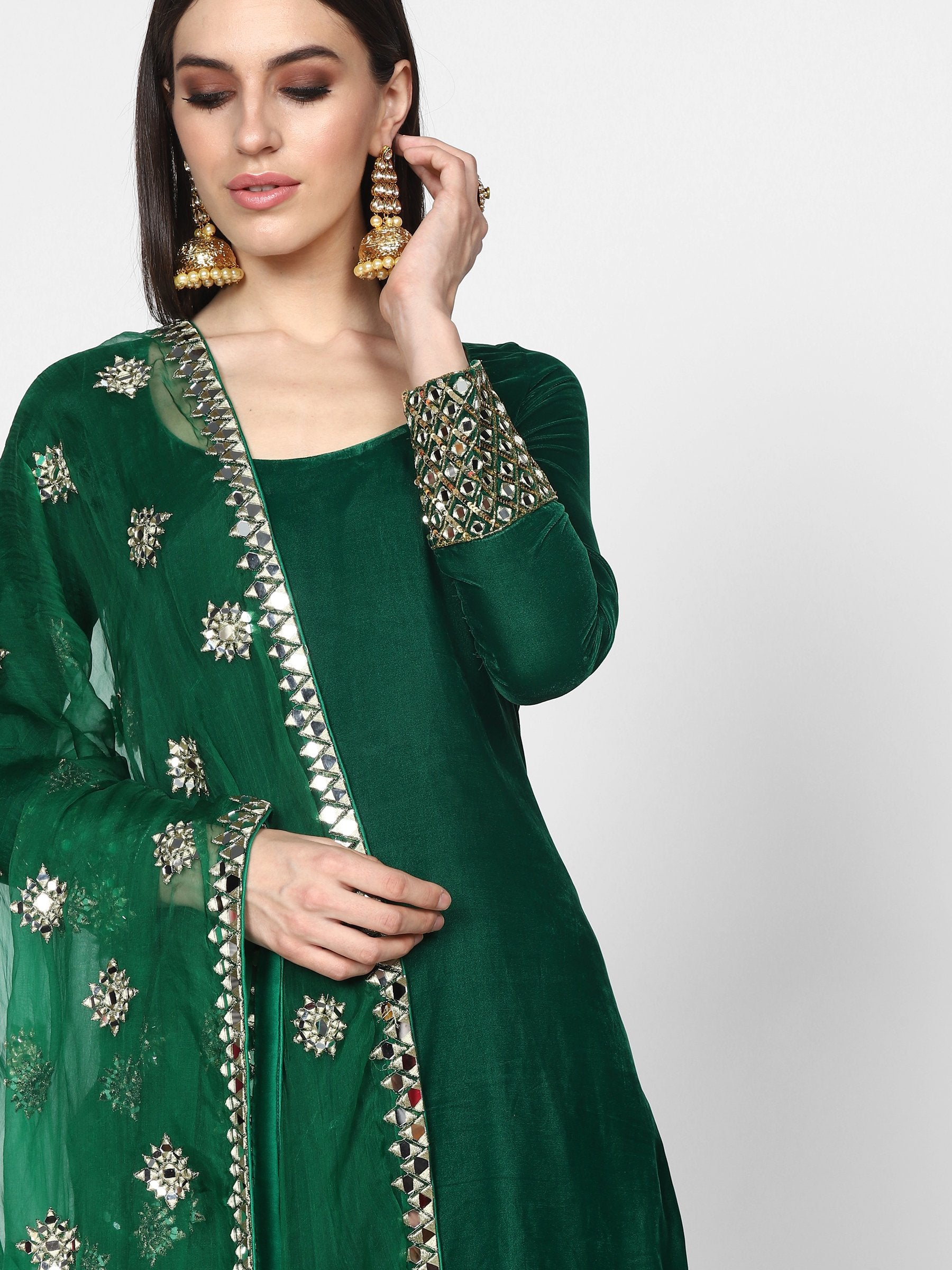 Abhinav Mishra  Green Sharara Set - The Grand Trunk