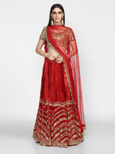 Load image into Gallery viewer, Abhinav Mishra  Maroon Lehenga Set - The Grand Trunk