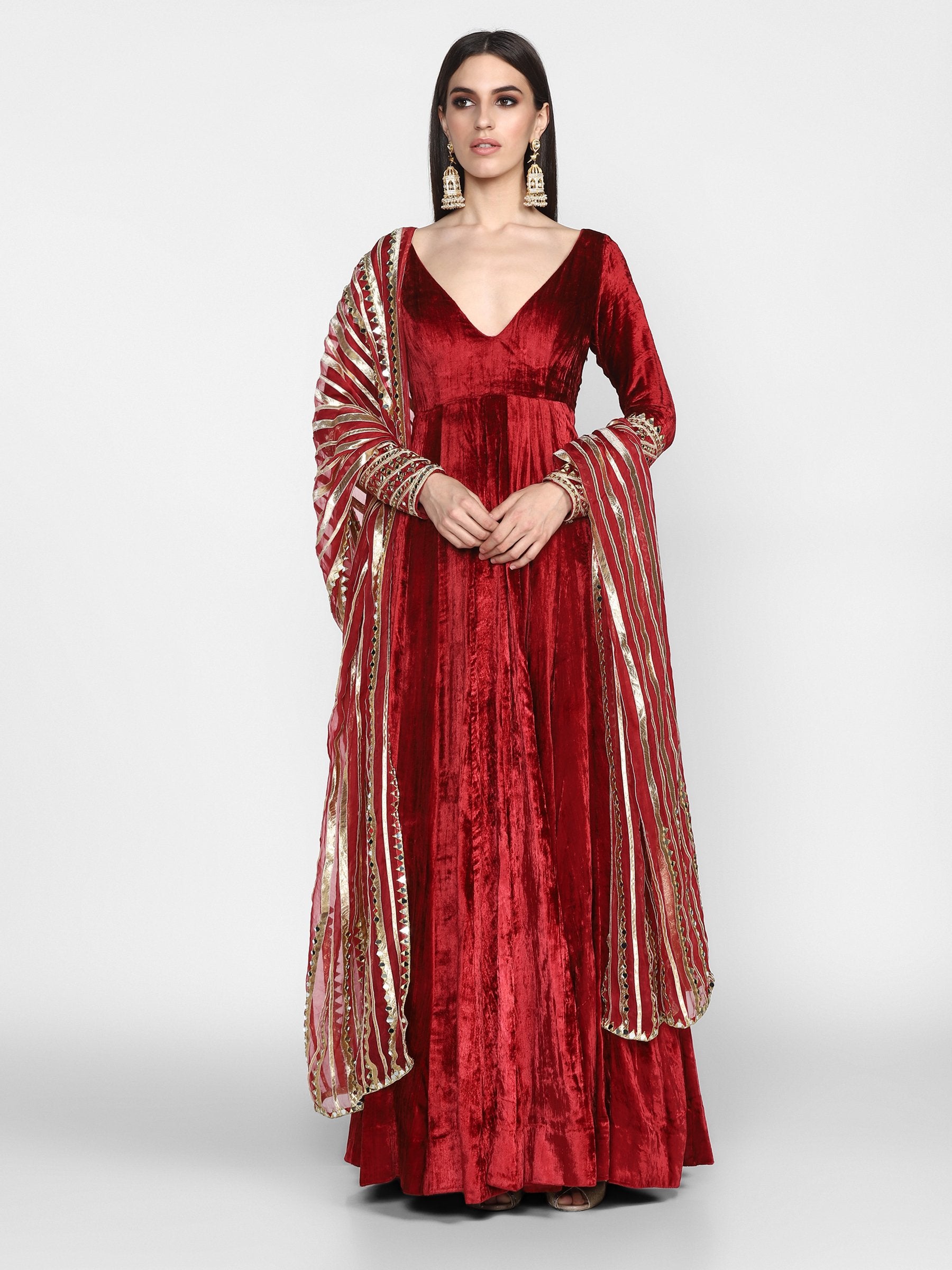 Abhinav Mishra  Maroon Anarkali - The Grand Trunk