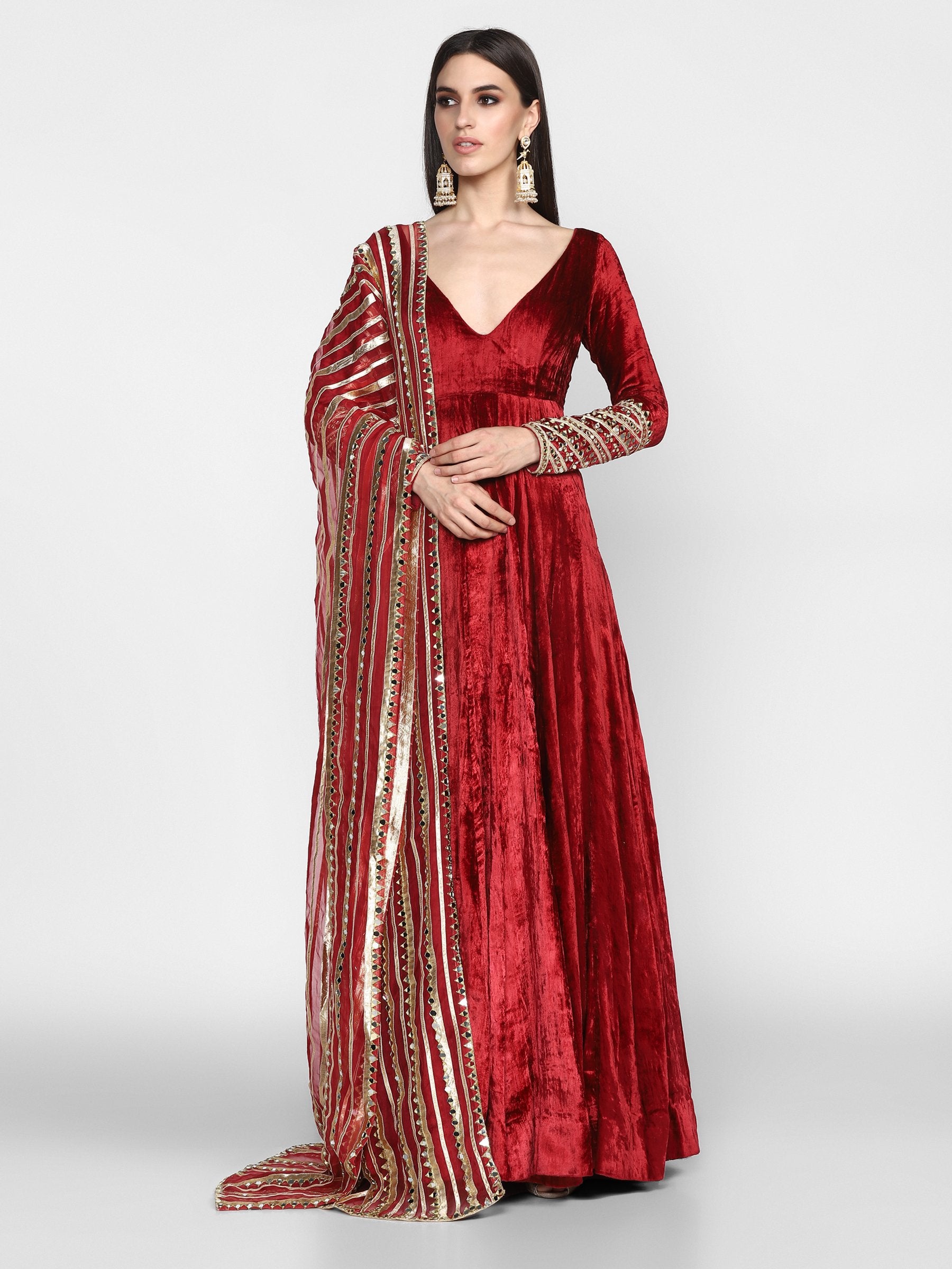 Abhinav Mishra  Maroon Anarkali - The Grand Trunk