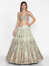 Load image into Gallery viewer, Abhinav Mishra Old School Green  Lehenga Set - The Grand Trunk