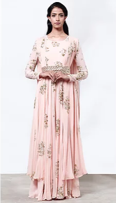 Astha Narang Pink Jumpsuit with Cape and Belt - The Grand Trunk