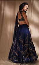 Load image into Gallery viewer, Astha Narang Dark Blue and Gold Lehenga - The Grand Trunk
