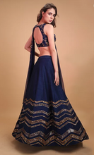 Load image into Gallery viewer, Astha Narang Dark Blue Geometrical Zari Lehenga - The Grand Trunk