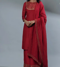 Load image into Gallery viewer, Astha Narang Rose Red Kurti And Sharara - The Grand Trunk