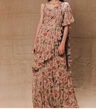 Load image into Gallery viewer, Astha Narang Beige Floral Printed Drape Saree - The Grand Trunk