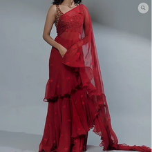 Load image into Gallery viewer, Astha Narang Red Ruffle Drape Saree - The Grand Trunk