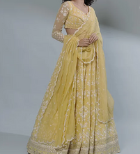 Load image into Gallery viewer, Astha Narang Lemon Yellow Thread Work Lehenga Set - The Grand Trunk