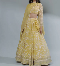 Load image into Gallery viewer, Astha Narang Lemon Yellow Thread Work Lehenga Set - The Grand Trunk