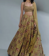 Load image into Gallery viewer, Astha Narang Leaf Green Floral Printed Lehenga Set - The Grand Trunk