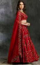Load image into Gallery viewer, Astha Narang Red Floral Jaal Zari Lehenga - The Grand Trunk