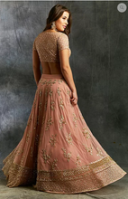 Load image into Gallery viewer, Astha Narang Peach Sequins Jaal Border Lehenga - The Grand Trunk