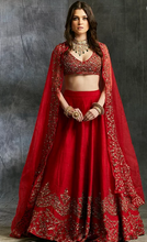Load image into Gallery viewer, Astha Narang Red Raw Silk Lehenga - The Grand Trunk