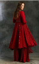 Load image into Gallery viewer, Astha Narang Red Georgette Anarkali with Sharara - The Grand Trunk