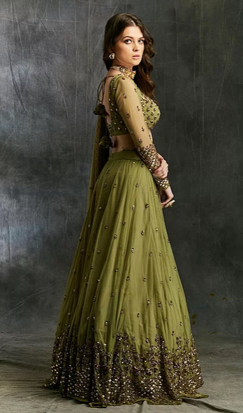 RF - Golden Green Colour Lehenga Cum Gharara Dress - Latest Salwar Suits -  New In - Indian