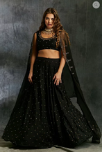 Load image into Gallery viewer, Astha Narang Black Silk Lehenga with Antique Work - The Grand Trunk