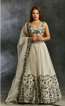 Load image into Gallery viewer, Astha Narang White Organza with Green and Black Threadwork Lehenga - The Grand Trunk